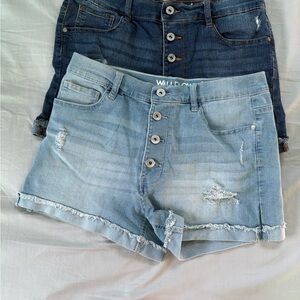 Wallflower Women's Light and Dark Blue Jean Shorts (Set)